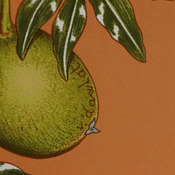 HERMES Carre 90 PASSIFLORES Scarf Silk Orange Auth am5974 - Picture 15 of 16